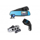 Pachet auto: Oglinda dubla Full HD + Modulator Car Kit N8 + Priza tripla USB